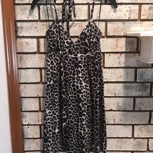 Express snow leopard print halter dress